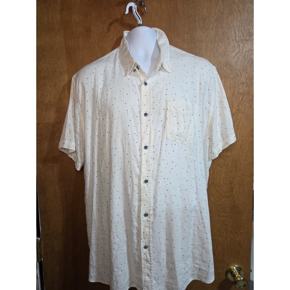Rails Mens XXL Cream Geometric Triangle Print Short Sleeve Button Down Shirt